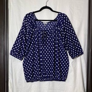 Star Vixen Polka Dot Stretchy Blouse with Tie Front